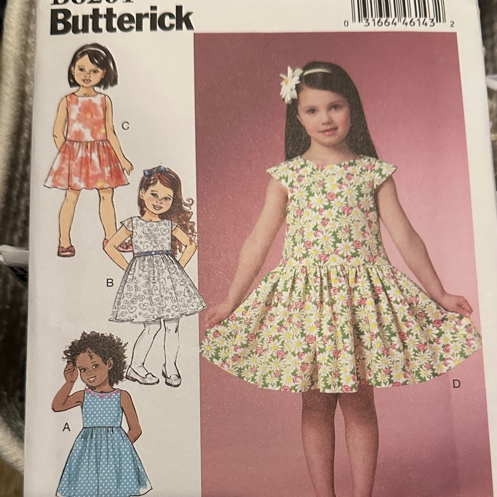 Butterick Kids Floral Dress Pattern size 6-7-8 uncut brand new factory folded